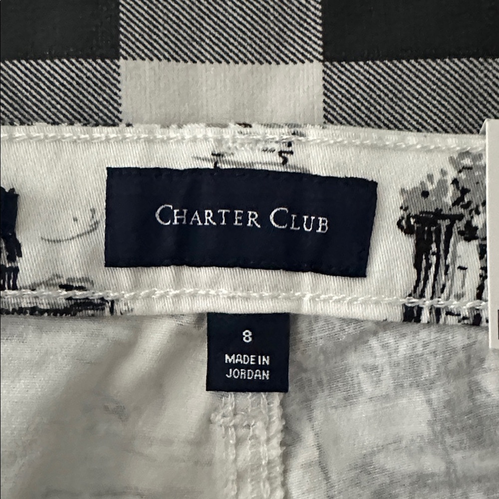 Charter Club Black and White Toile Print Pants - Picture 4 of 9